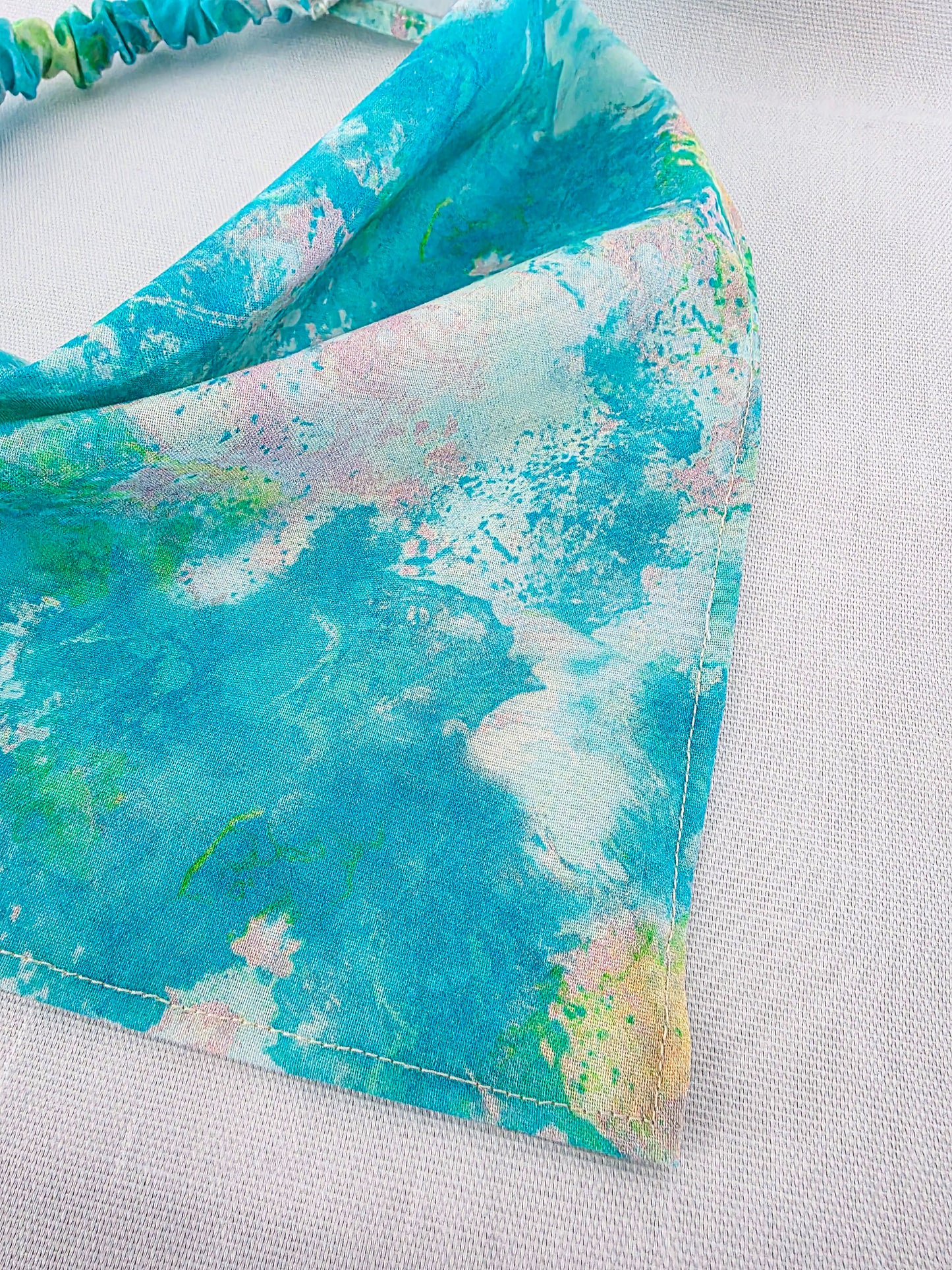Bright Blue Marble Print Elastic Hair Bandana